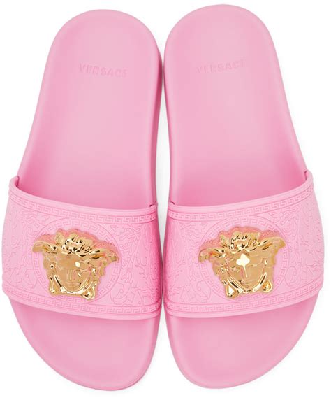 pink glitter versace slides|Versace pink heels.